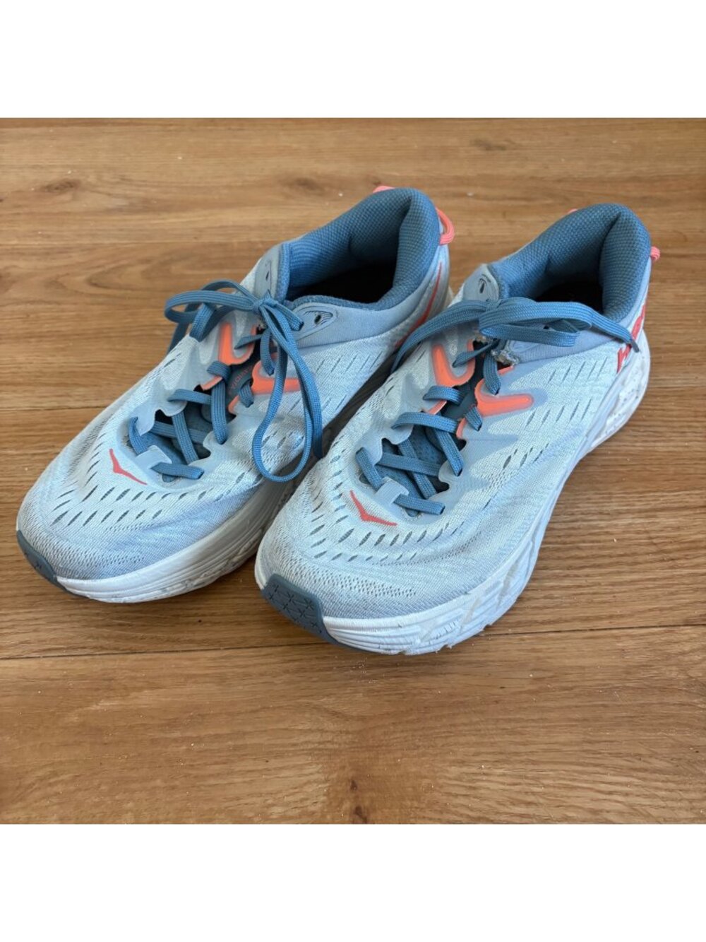 Hoka Athletic Gaviota 4 Lace Up Sneakers Blue Fog Coral Women’s Size 8.5